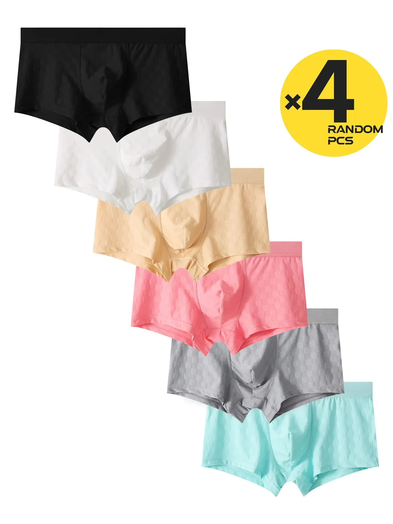 2/3/4 Pcs Random Men's Solid Color Mesh Boxer Briefs, Breathable & Comfortable Fabric, Free of Restraint for Sports Fitness, Close-Fitting Daily Casual Underwear