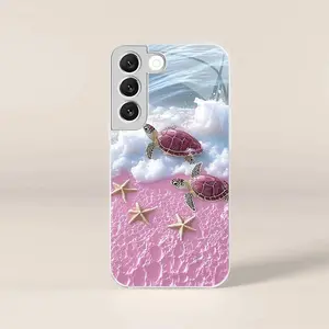 Compatible with S22 5G,Transparent Bumper Phone Case, Tropical Island & Ocean Pattern for Daily Use HNL0045