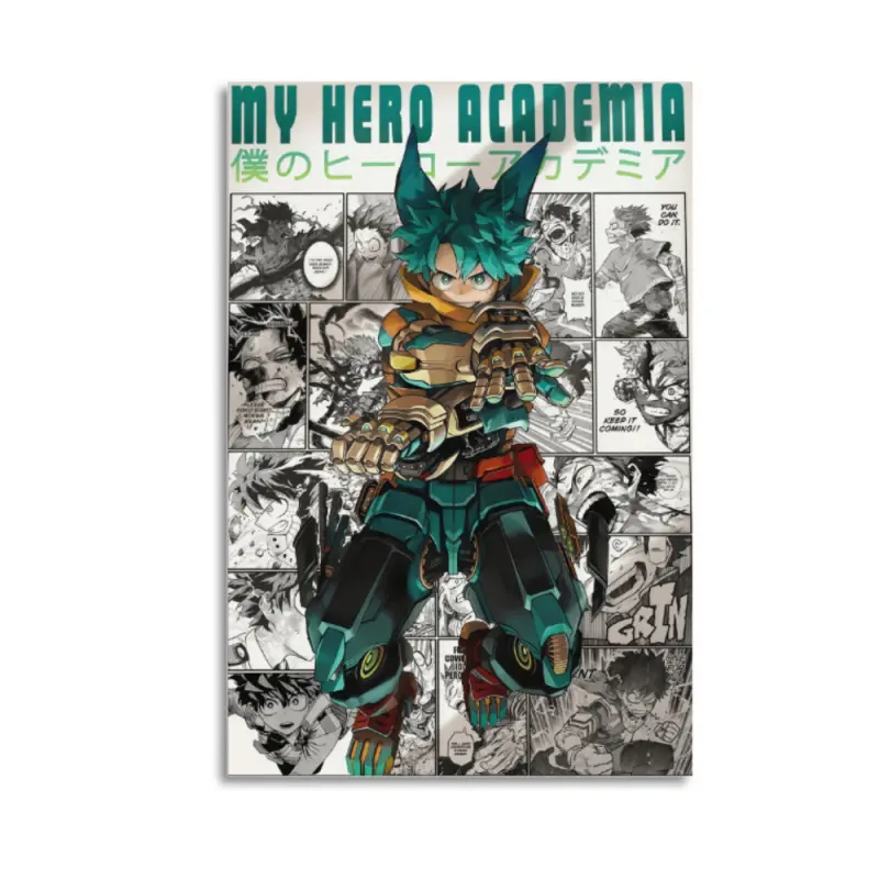 My Hero Academia Izuku Midoriya Deku Anime Canvas Wall Art, Deku Poster Print, Manga Wall Decor, Japanese Anime Artwork, Bedroom Decor, Gaming Room Decor, Otaku Room Decoration, Dorm Wall Art, Home Decor, Gift for Anime Lovers, MHA Fan Merchandise