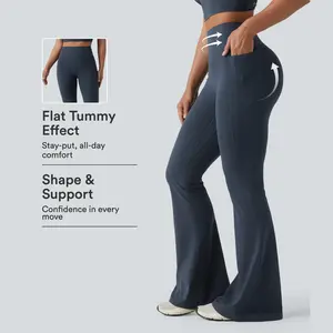 【Creator’s Pick】Halara UltraSculpt High Waisted Scrunch Butt Lifting Tummy Control Shaping Yoga Flare Leggings with Pockets
