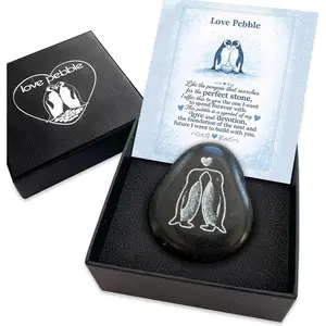 Cute Penguin Love Pebble Romantic Penguin Stone Gift for Boyfriend Girlfriend or Fiancé "I Love You" & "Will You Marry Me" Proposal Keepsake for Him & Her