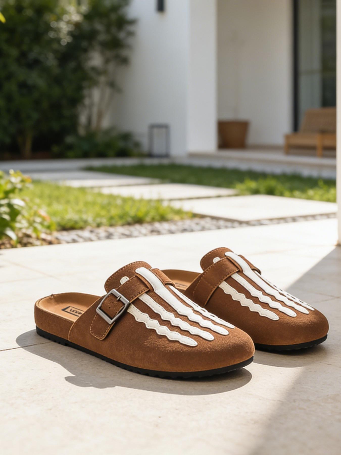 Spring Summer New Men's Half-Enclosed Sandals, Soft Skin-Friendly Material, Lightweight Design for Indoor Relaxation & Outdoor Walks