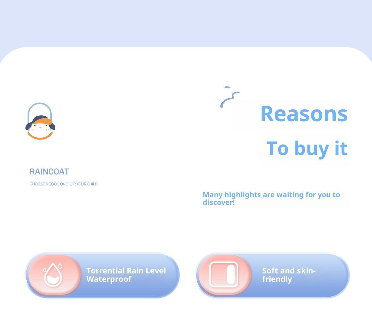 College style kindergarten with backpack, full body waterproof raincoat and raincoat