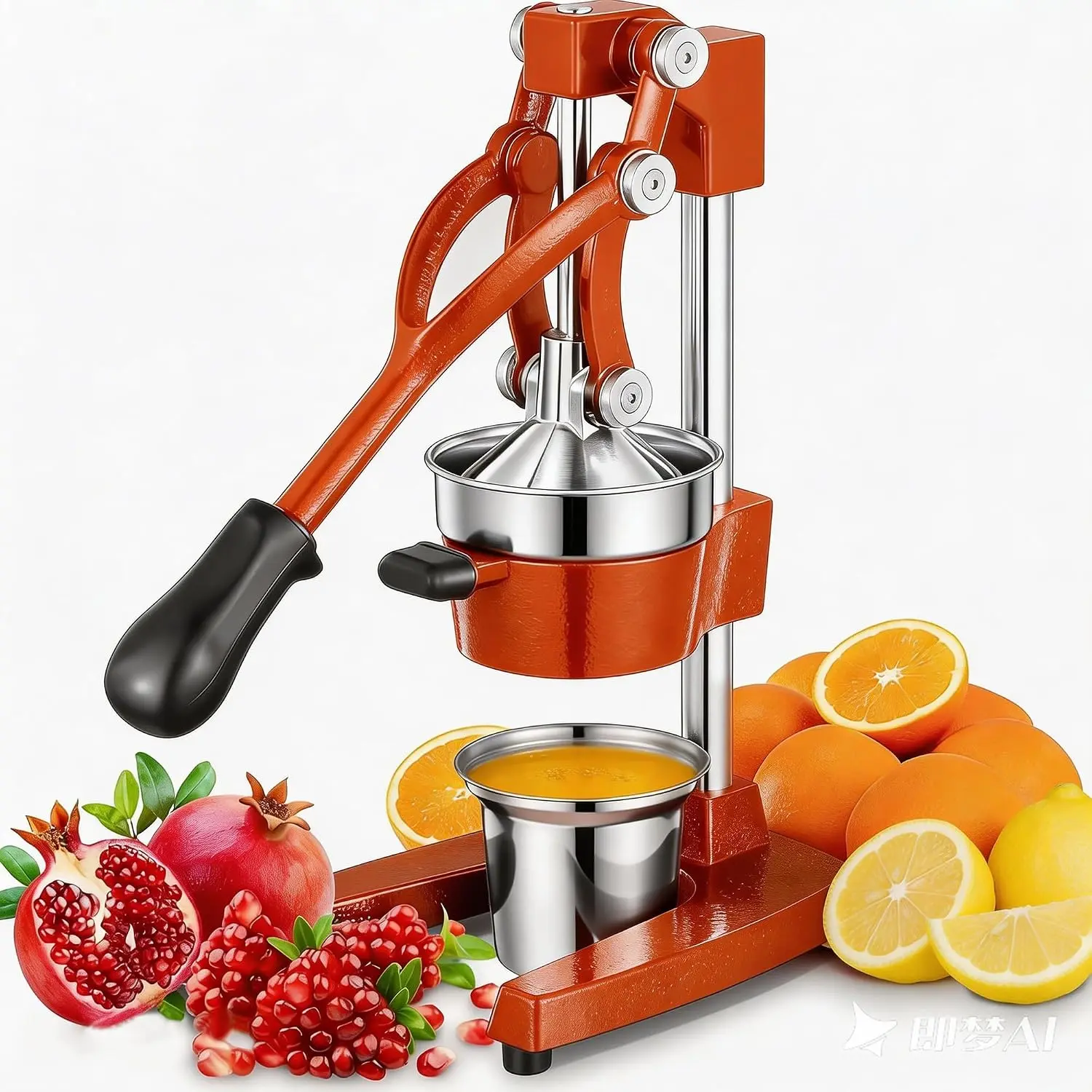 Commercial Heavy Duty Cast Iron Hand Press Manual Orange Citrus  Lime Grapefruit Pomegranate Fruit Juice Squeezer Machine with Stainless Steel Cup