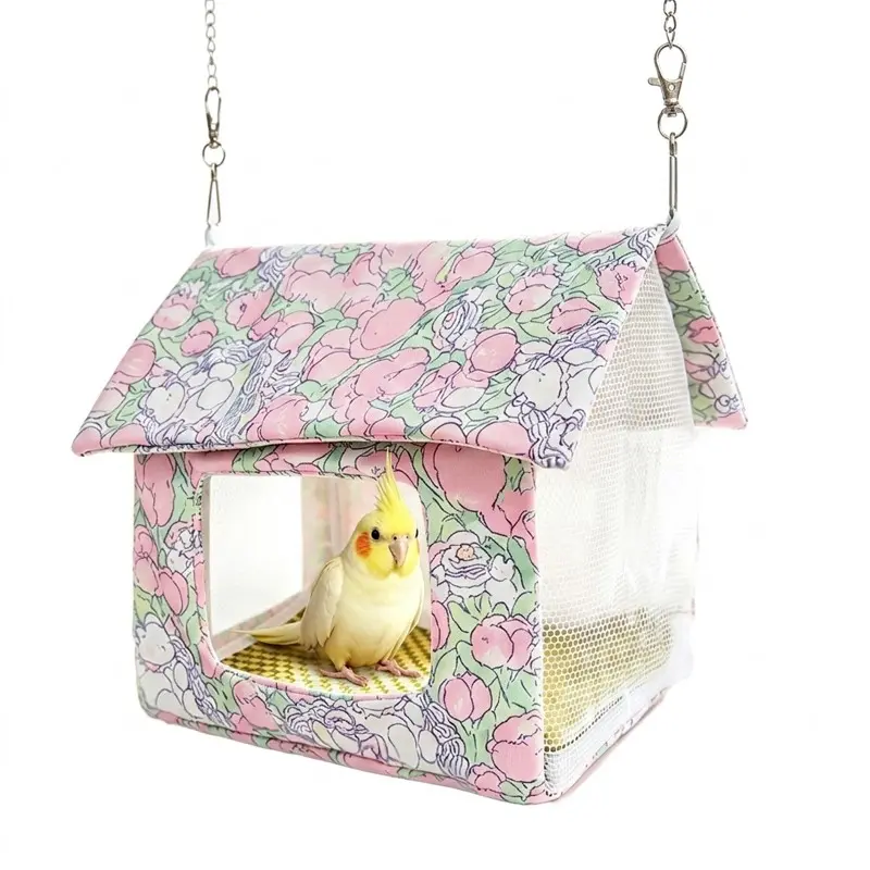 Summer Breathable Bird Nest House, Cool and Comfortable Perch for Lovebirds and Sun Conures, Dual-Use Resting and Playing Hut
