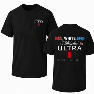 Red White And Michelob Ultra Graphic T-Shirt, Funny 4th Of July Beer Lover Tee, Patriotic America Independence Day Shirt for Men Women, Vintage USA Flag Party Tee, Casual Crew Neck 100% Cotton Graphic Shirt, Summer Freedom Outfit Gift