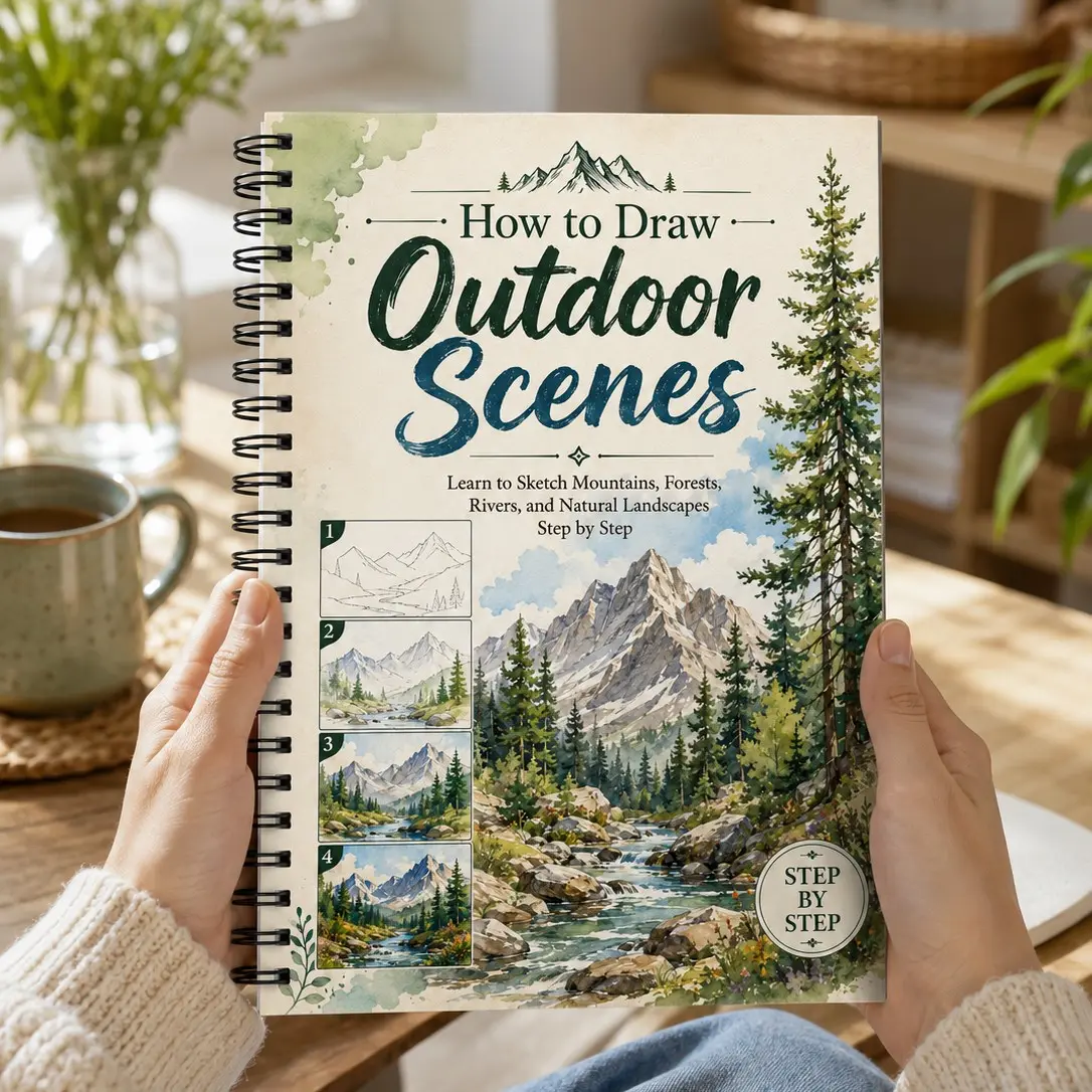 A5 Spiral Bound Outdoor Landscape Painting Tutorial Book, Mountain Forest River Sketch Practice Guide, Adult Beginner Art Journal Gift