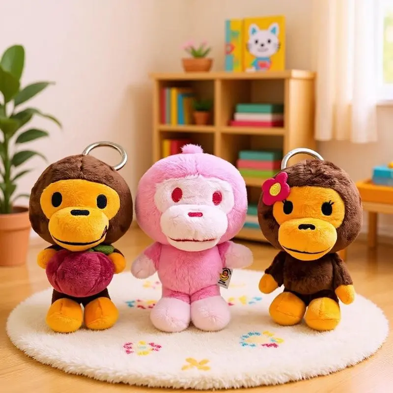 Kawaii Charm Monkey Theme Cute Cartoon Soft Plush Keychain, Bag Backpack Ornament Pendant, Holiday Birthday Gift for Girls (In Stock)