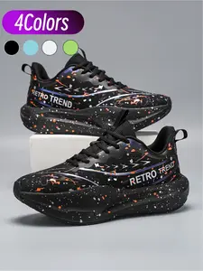 Men Big Size Professional Competition Training Running Shoes, Breathable Mesh Upper, Light Cushion Midsole & Textured Soft Anti-slip Outsole, Dual-use For Racing Training & Casual Jogging