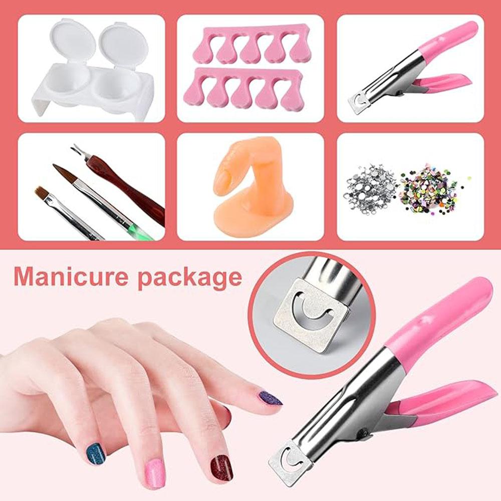 Acrylic Nail Kit for Beginners with Everything: Professional Nail Kit Acrylic Set with Acrylic Nail Powder Liquid Set Nail Kit Acrylic Set Gel Polish U V Light Nail Decoration Supplies Manicure Salon Women Gift