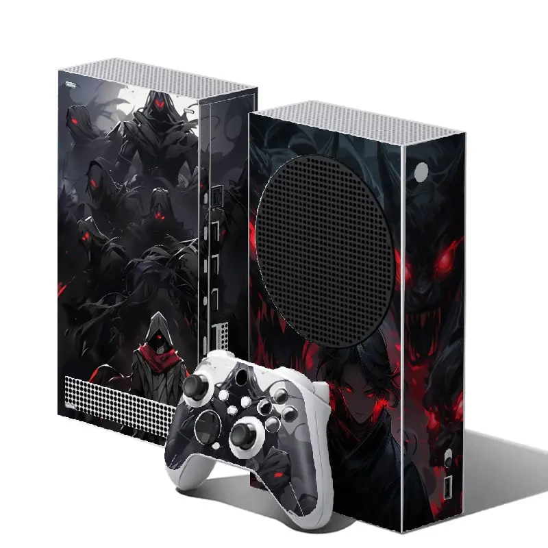 Dark Style Hooded Shadow Assassin Art Vinyl Skin Cover for Xbox Series S Console and Wireless Controller, Waterproof, Scratch-Proof & Long Lasting, Removable Without Residue Game Console Decor Sticker