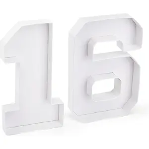 16 Set Cardboard Number 10.2'' Fillable Charcuterie Tray Paper Box for 16th Birthday Anniversary Party Decorations Chocolate Candy Cupcake Container