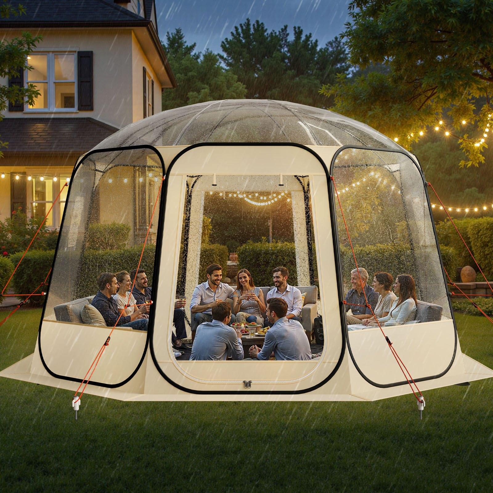 VEVOR Pop up Bubble Tent, 12 x 11.1 ft Waterproof & UV-Resistant, Clear Camping Tent Shelter, Outdoor Garden Dome Igloo Tents with Windows, 540 °   Panoramic View, for 10-12 Persons Patio Backyard