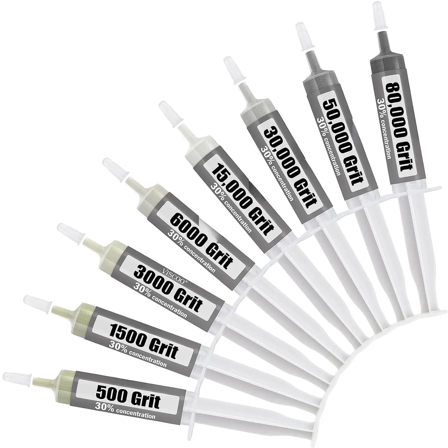8 Pack  Polishing Compound, Polishing Paste 80000 to 500 Grit with 30% Concentration of  Powders,Lapping Compound for Glass Metal Marble Rock Watch  Scratch Remover Repair