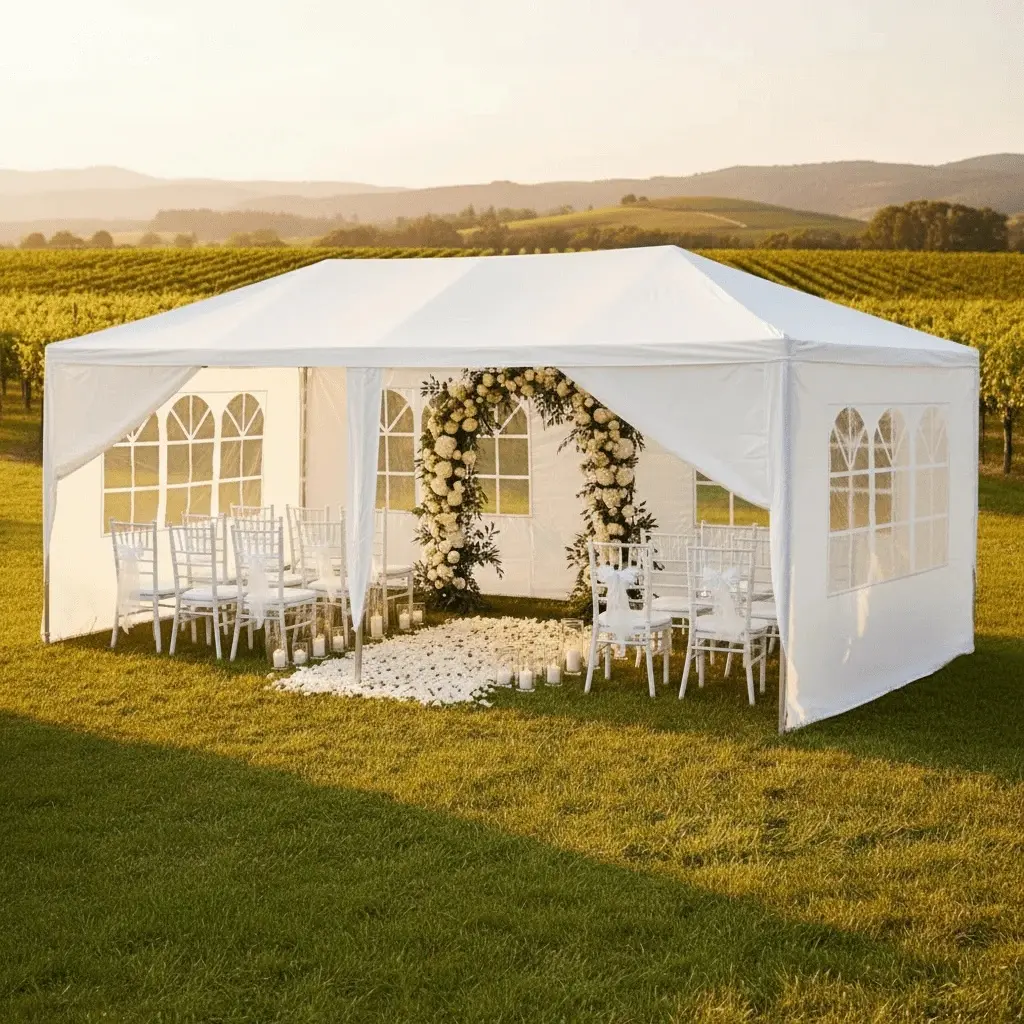 10x30' Wedding Party Canopy Tent Outdoor Gazebo With 5 Removable Sidewalls