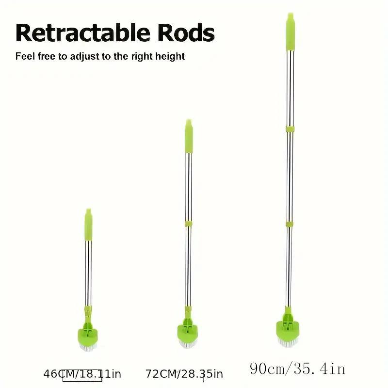 Shower Cleaning Scrub Brush with Long Handle, 1 Set Cleaning Scrubber with 3 Sponge Brush Heads and 1 Stiff Bristle, Cleaning Supplies, Home Care Supplies, Bathroom Cleaning Tool