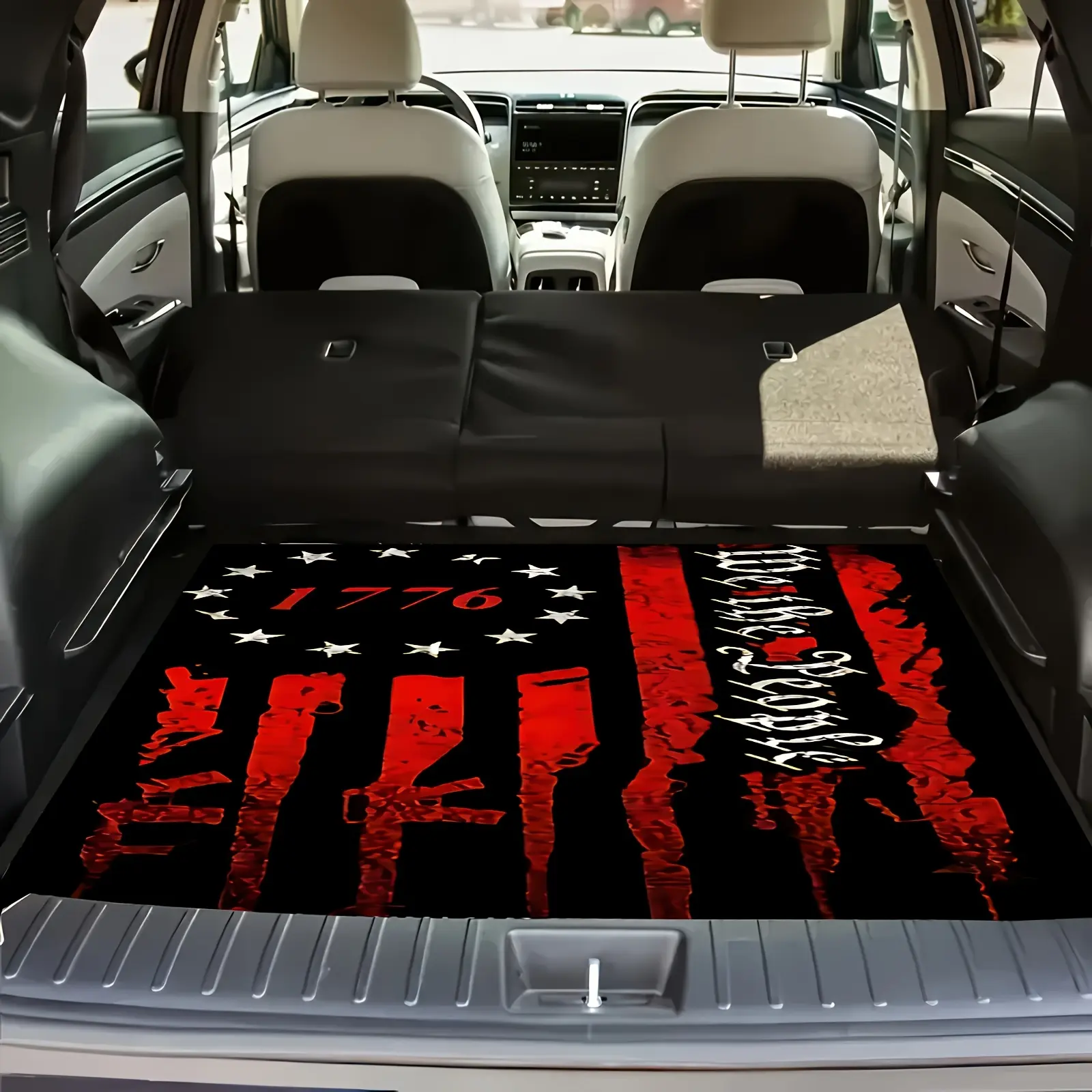 Universal Car Trunk Mat in '1776' Style – Made from Durable Polyester, It Absorbs Water, Is Non-Slip And Washable, Protecting Stylish Interiors. Suitable for All Seasons And Vehicles (Cars, Trucks, Suvs)