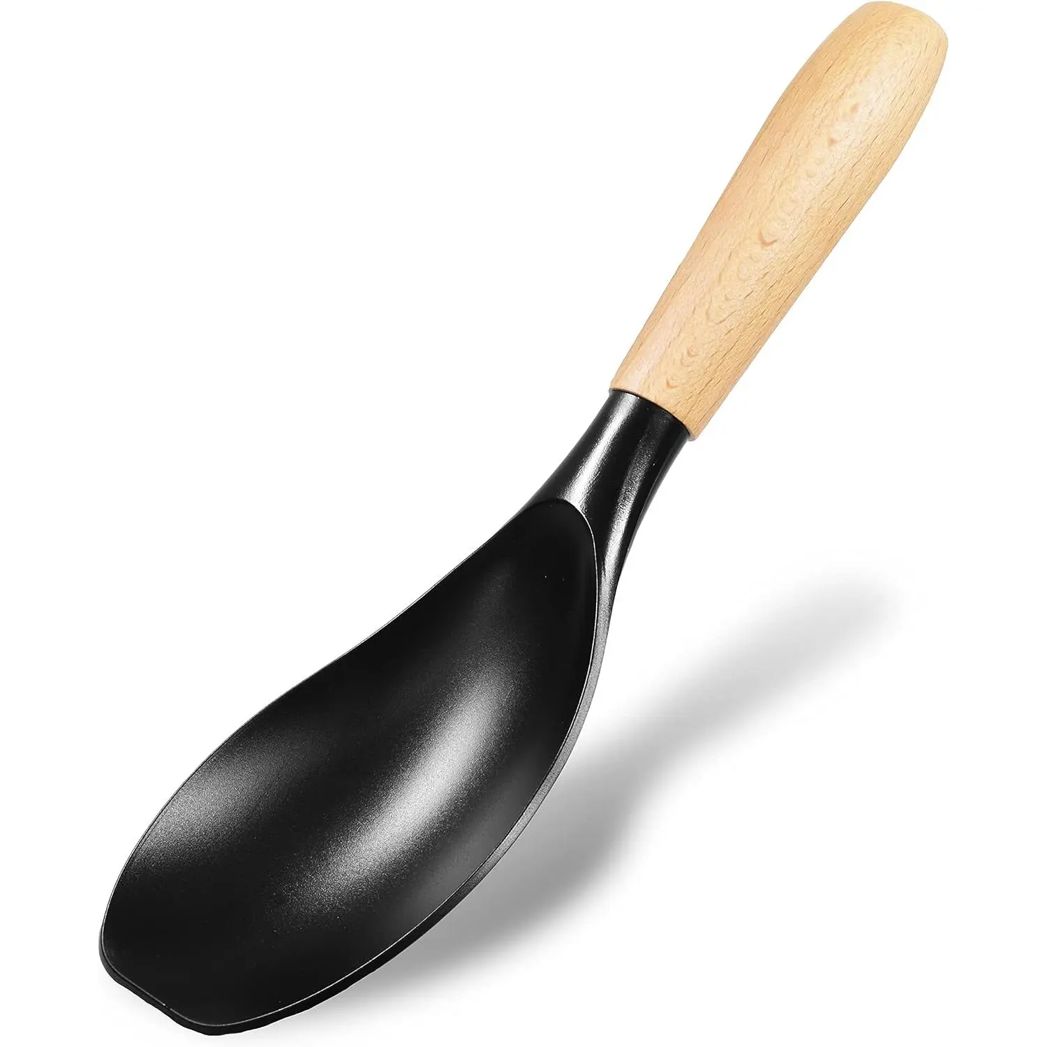 Non Stick Heat Resistant Nylon Spoon Short Wooden Handle 8.3” | Seki  Stylish Kitchen Tool for Soup, Salad, Stirring, Mixing