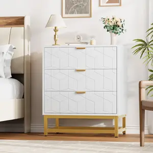 Modern 3 Drawer Entryway Storage Cabinet Black Wood Dresser Chest Of Drawers Accent Sideboard Credenza Cupboard Console Table With Luxury Gold Metal Legs Handles Carved Patterns Furniture For Living Room Bedroom Hallway Office