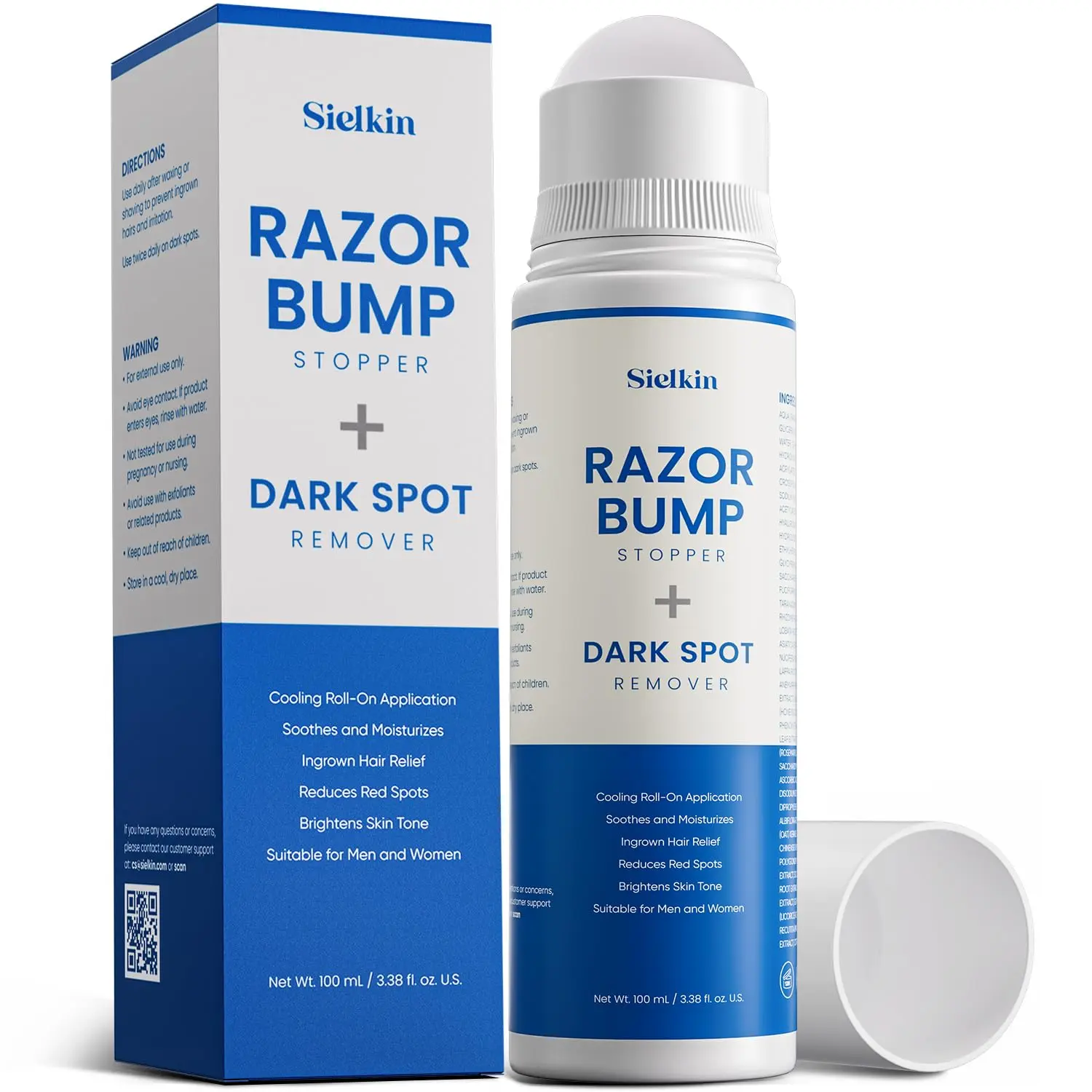 Razor Bump Stopper with Ingrown Hair Treatment: Razor Bumps Treatment for Men and Women, After Shave Solution for Ingrown Hairs and Razor Burns, Roll on Applicator - 3.38 Fl Oz
