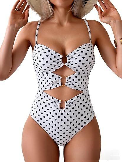 1 Piece Swimsuit for Women Ring Linked Sexy Bathing Suit Cutout Swim Suit Swimwear Swimsuits Beachwear,Swimsuits Slimming Bikini Swimwear