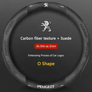 Carbon Fiber Texture Car Steering Wheel Cover Embossed Fits For Peugeot GT-Line 206 207 208 307 308 406 407 408 508 607 2008 3008 4008 5008 RCZ Rifter GT Anti-Slip Printing Protector