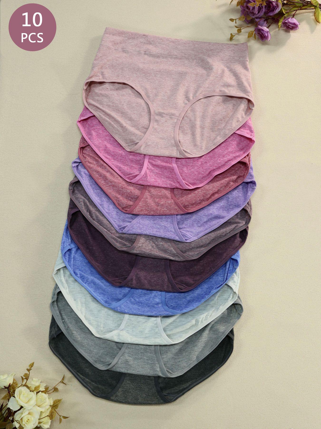 Plus size Women's Mid-Waist Underwear, Breathable Elastic Comfort Panties, Casual All-Seasons Briefs, Multiple Colors Available