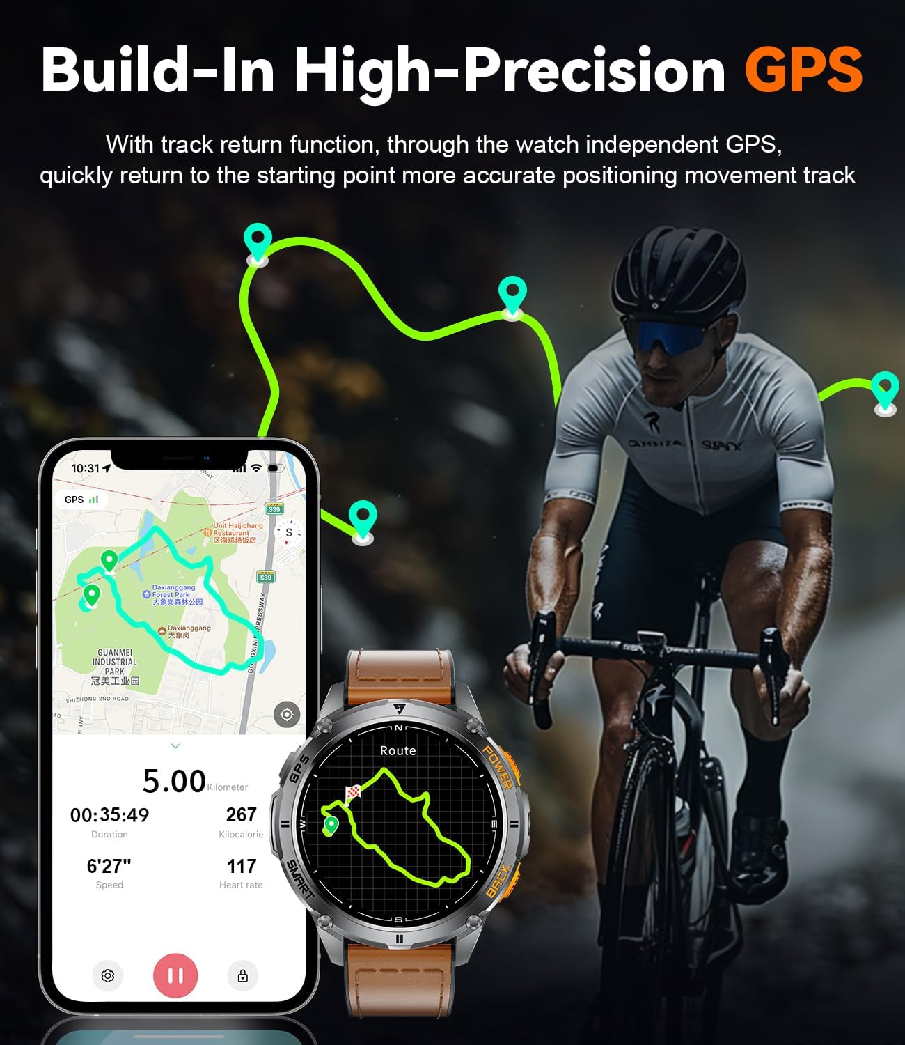 IP68 Waterproof Smart Watch for Men 170+ Sports Modes Swim Mode Pedometer Fitness Tracker Compatible with Android and iPhone