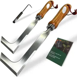 2 Pack Crack Weeder Tool with Bonus Root Hook, Lightweight Manual Weeding Tool for Sidewalk Cracks, Patio, Driveway & Pavers,  Weed Remover for Grass, Moss & Small Weeds