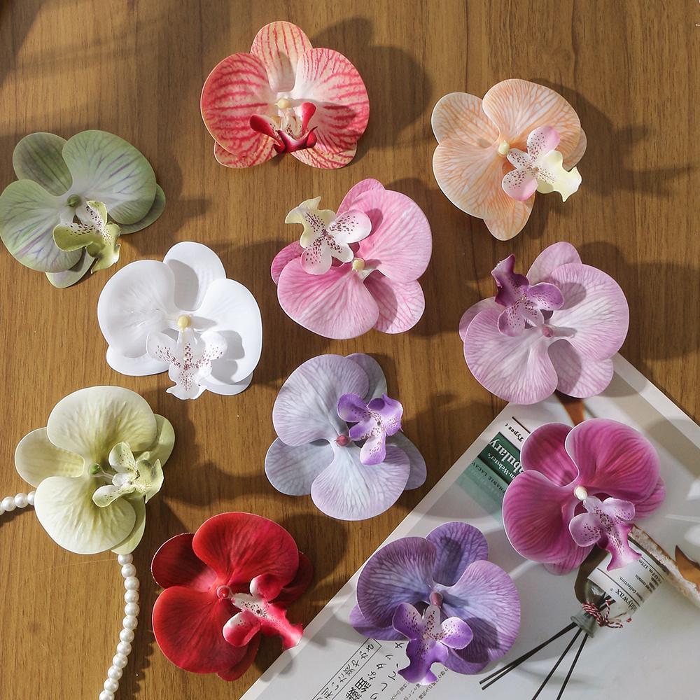 3/5/10Pcs Butterfly Orchid Artificial Flowers for Home Room Decoration Wedding Bridal Accessories Headwear Hair Clips DIY Gifts