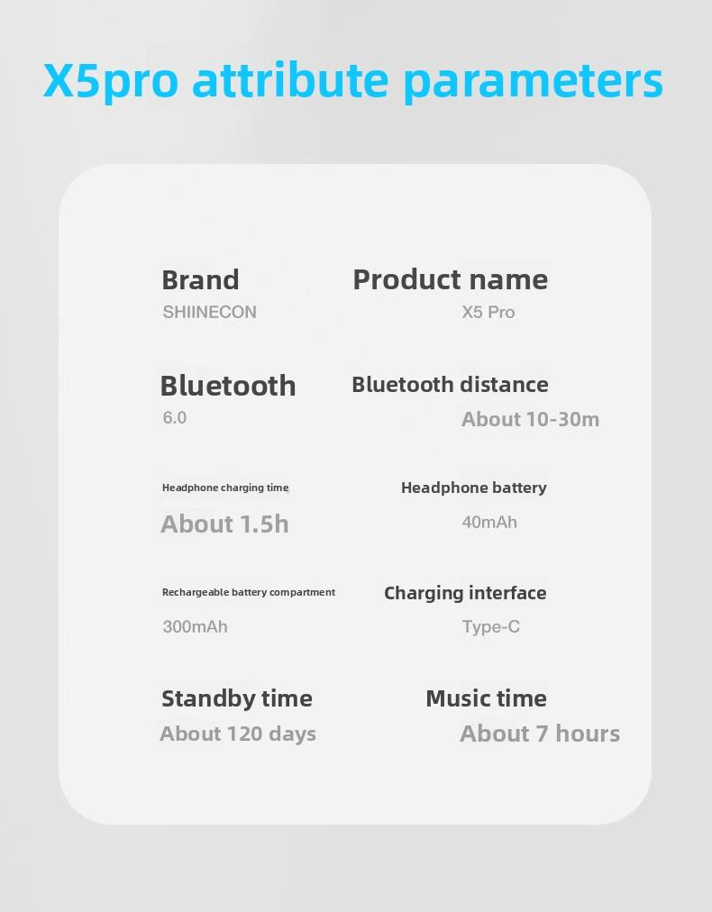 [SHINECON] X5PRO  Lossless Sound HIFI Comfortable Wear Stable Sound Music Gaming OWS Wireless Bluetooth Earphones IPX4 Life Waterproof