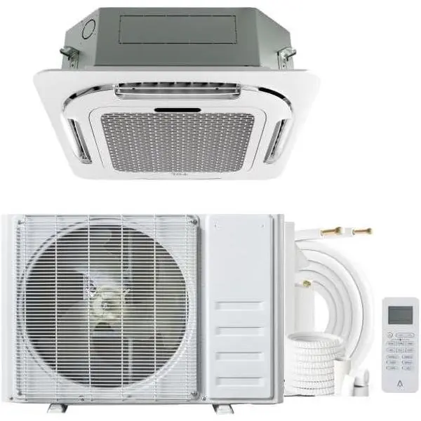 Garvee 12000 BTU Ceiling Cassette Mini Split Central Air Conditioner – 8-Way 360° Airflow – Ductless Cooling & Heating – Quiet & Energy Efficient – Remote Controlled – 208/230V – 25ft Installation