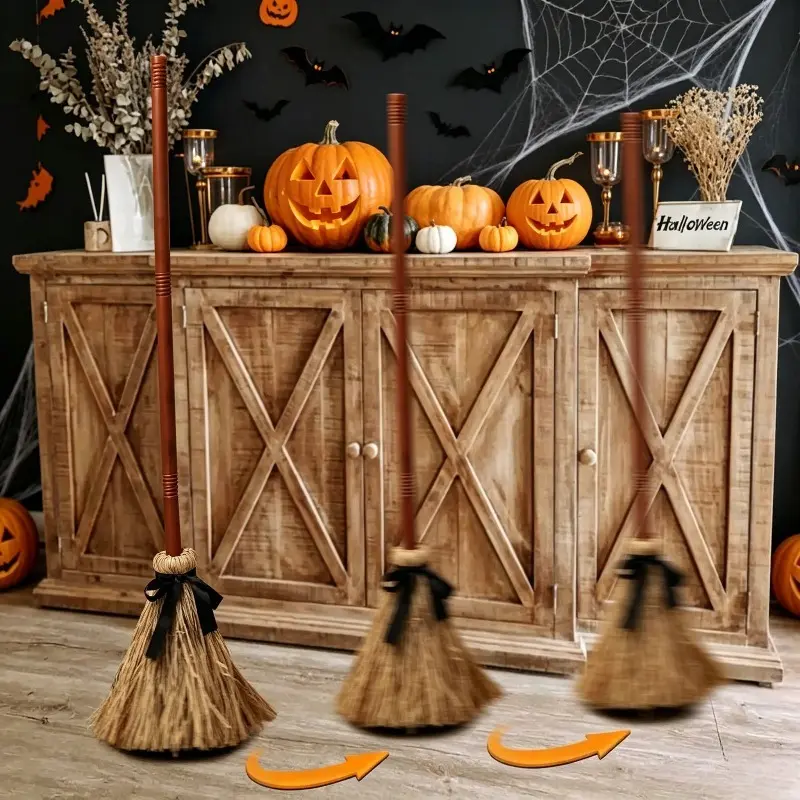 Battery-Powered Floating Witch Broom - Touch-Activated Dancing Broom for Halloween with Spooky Giggles - Free Paper Prop, Suitable for Horror Parties and Indoor Photo Booths (AA Batteries Not Included), Suitable for School Halloween and Christmas