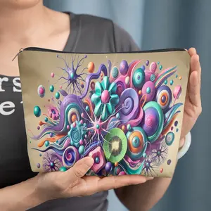 cosmetic bag 1pc, Cell Art Abstraction, Zipper closure, unisex, travel/daily storage bag, lightweight and machine washable, stylish toiletry bag, perfect for Valentine's Day, New Year's, or birthday gifts.