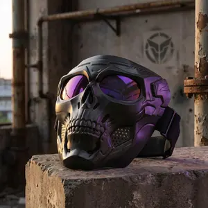 Motorcycle Goggles with Detachable Tactical Skull Face Mask - Durable, Adjustable, All Seasons Sports & Outdoor Gear, 7.28 in Height, 7.87 in Bottom Width for Trail Riding, Cosplay Accessories