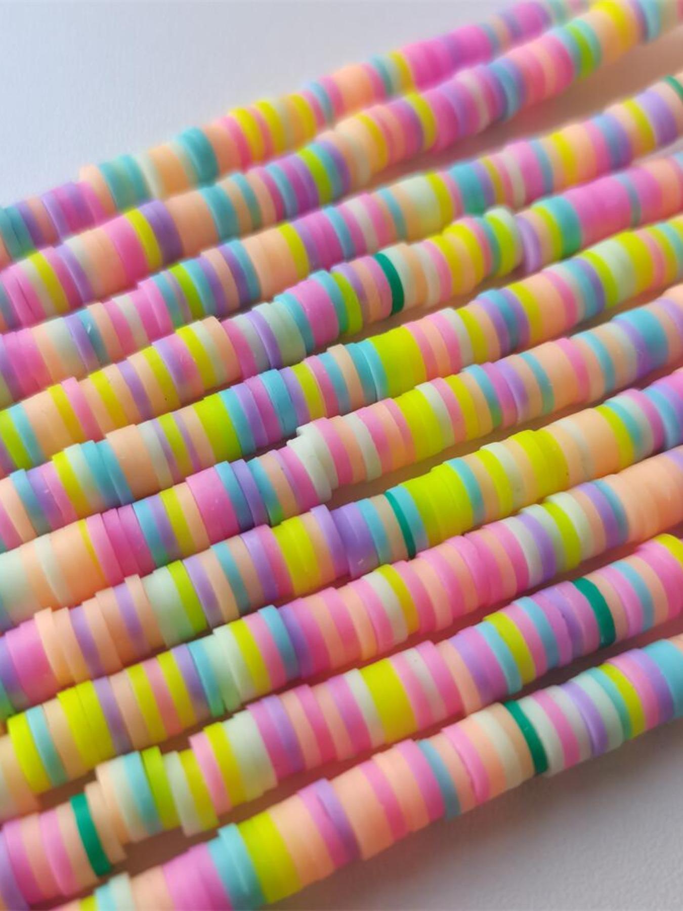 Colorful Soft Clay Slices, Round Polymer Clay Beads, DIY Jewelry Making Supplies for Bracelet Necklace Earrings, Fashion Accessories for Women & Girls