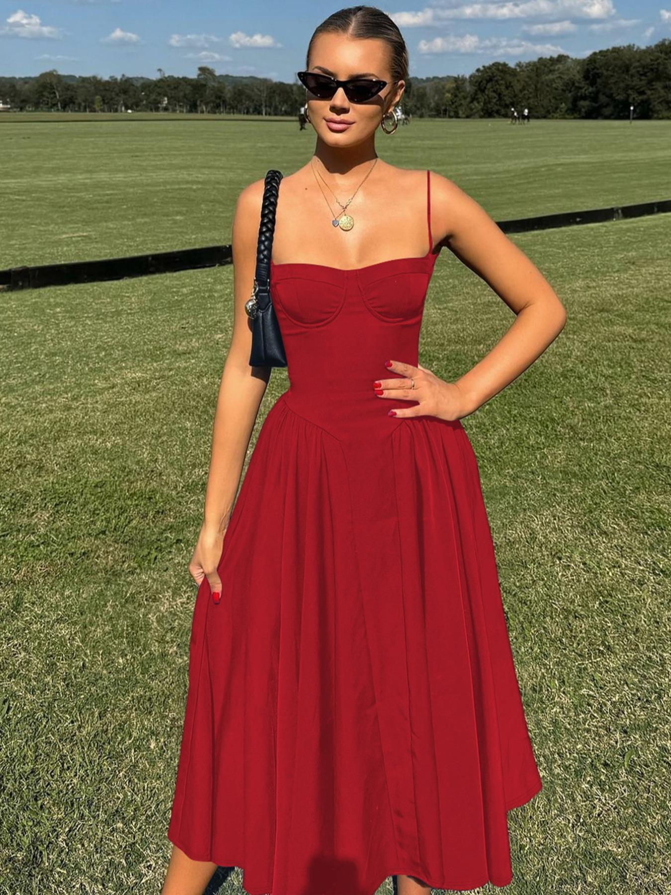 Women's Plain Backless Bodycon Dress, Fitted Bodycon Dress, Elegant Slim Fitting Spaghetti Strap Sleeveless Dress for Party Club Holiday, Ladies Summer Clothes, Formal Elegant Dress, Elegant Cocktail Dress, Backless Evening Dress, Elegant Backless Design