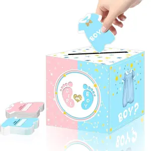 Baby Gender Reveal Ballot Box Set With 20 Voting Cards He Or She Guessing Game Ideal For Gender Reveal Party Baby Shower Event Decor Favors Newborn Shower Gift Party Decorations