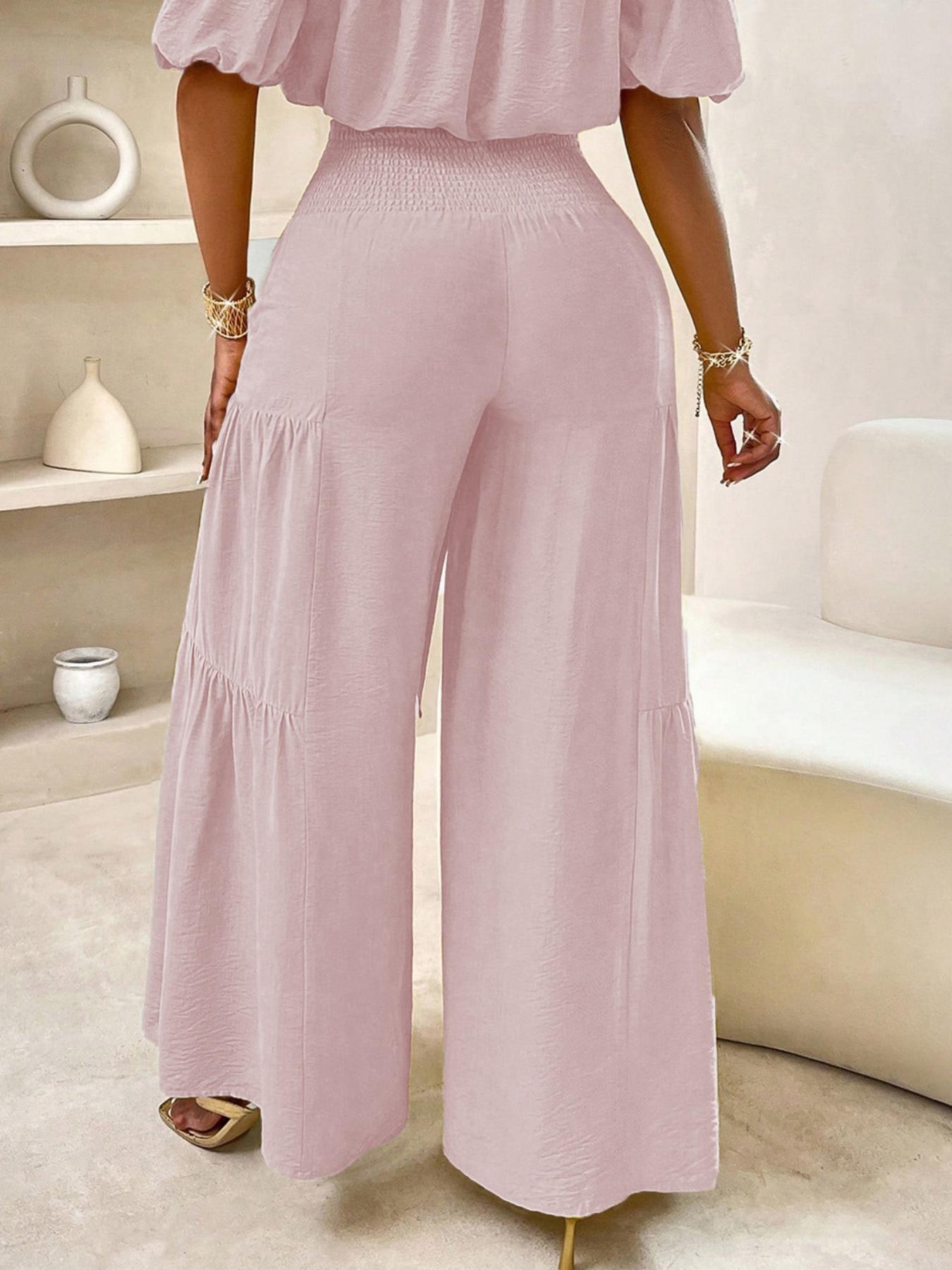 Women's Solid Color Flowy Wide Leg Pants, Casual Fashion Knot Front Trousers for Daily Wear, Ladies Bottoms for Summer