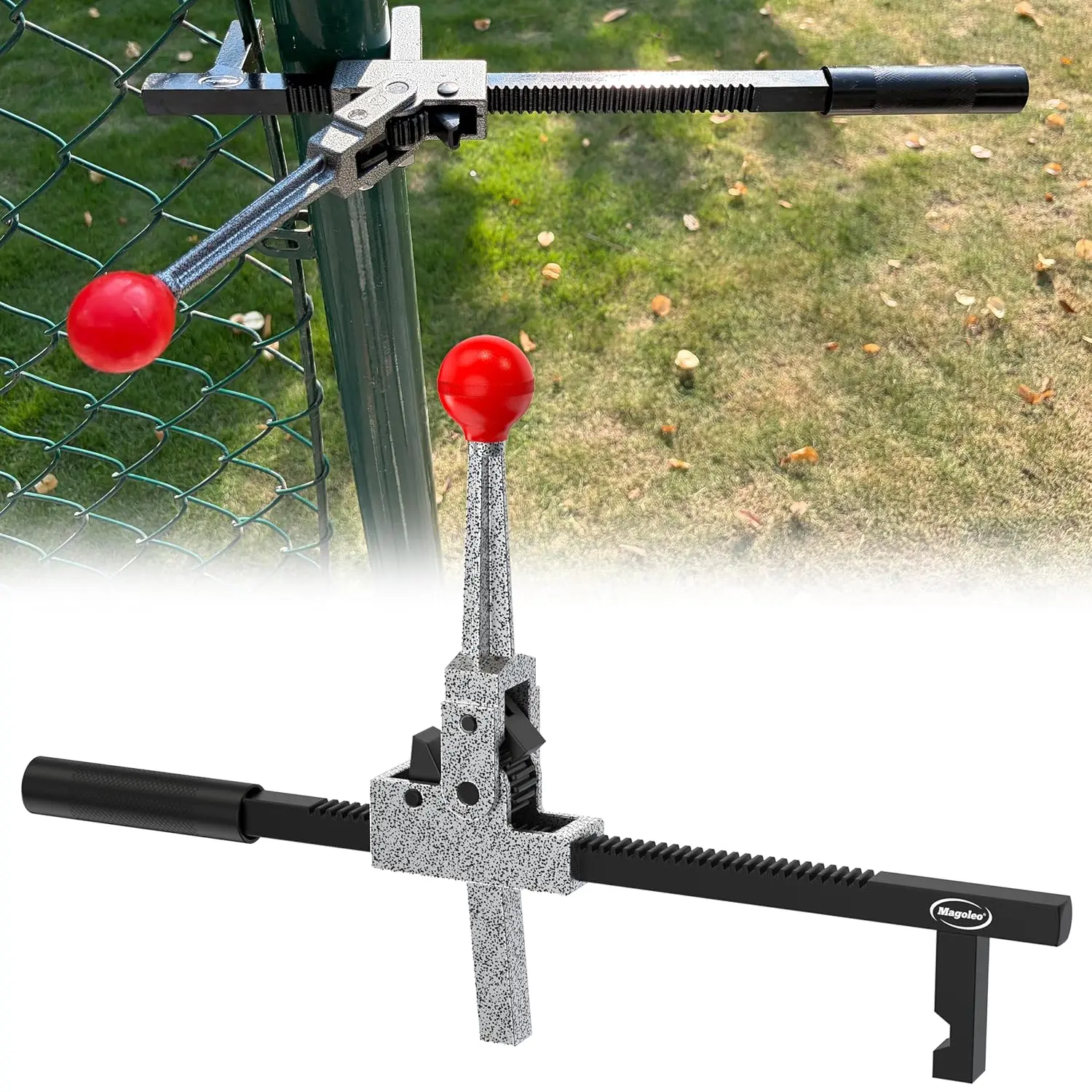 Heavy-Duty Chain Fence Tension Tool, 9in Ratchet Range, 1-Person Op., Ideal for Farm & Garden Fence Installation & Repair Projects