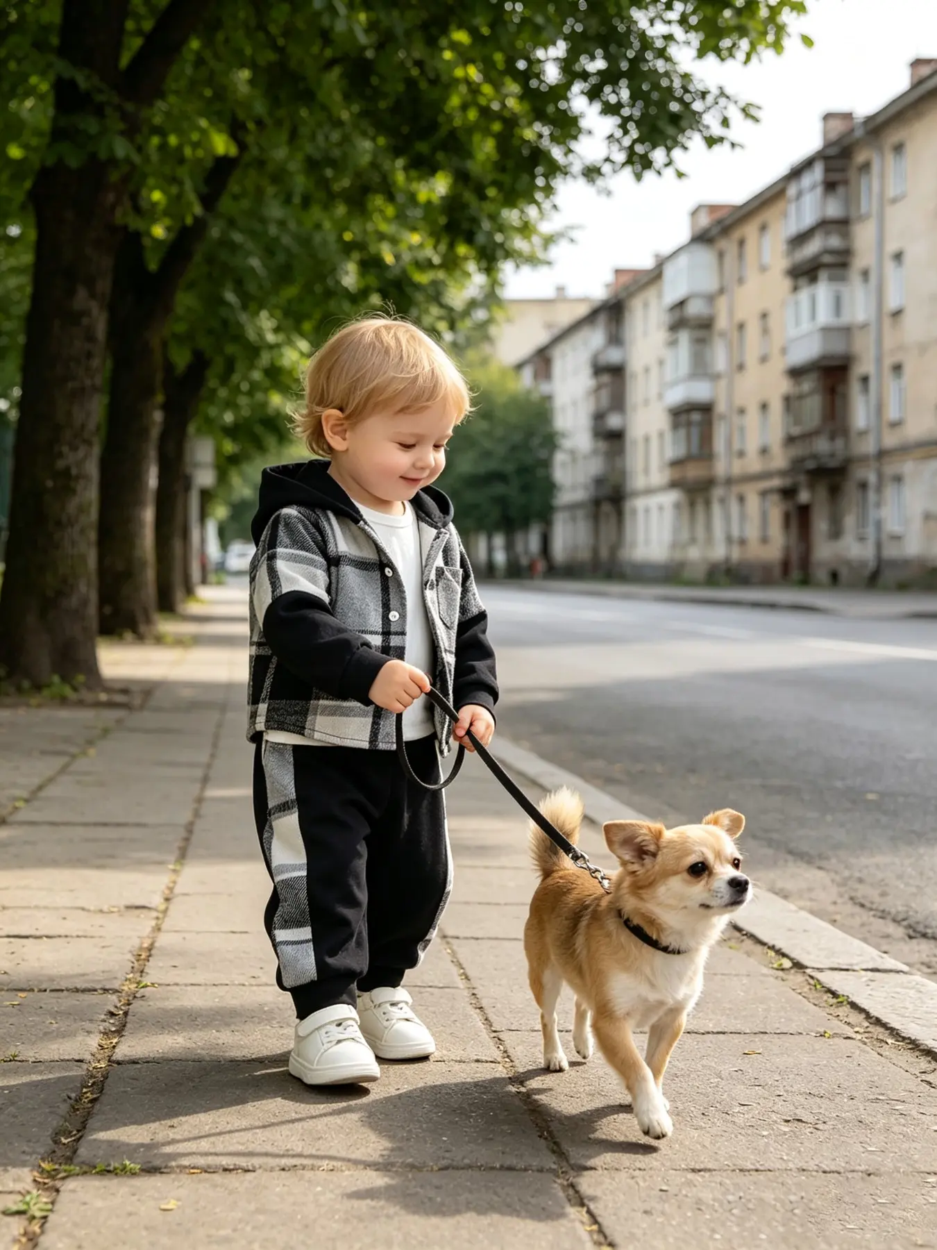 Spring Fall Toddler Boys Plaid Spliced Hooded Jacket & Jogger Pants 2Pcs Set Toddler Suit 🖤 Neutral Retro Kids Casual Outfit