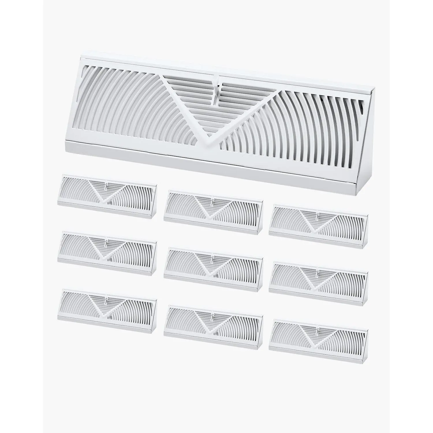 Floor Registers 15-Inch 10-Pack White Floor Vents For HVAC Baseboard Heating And Cooling System Ductwork Durable Metal Vent Covers Easy Installation Universal Fit Airflow Grilles Home Improvement Decor Quiet Operation