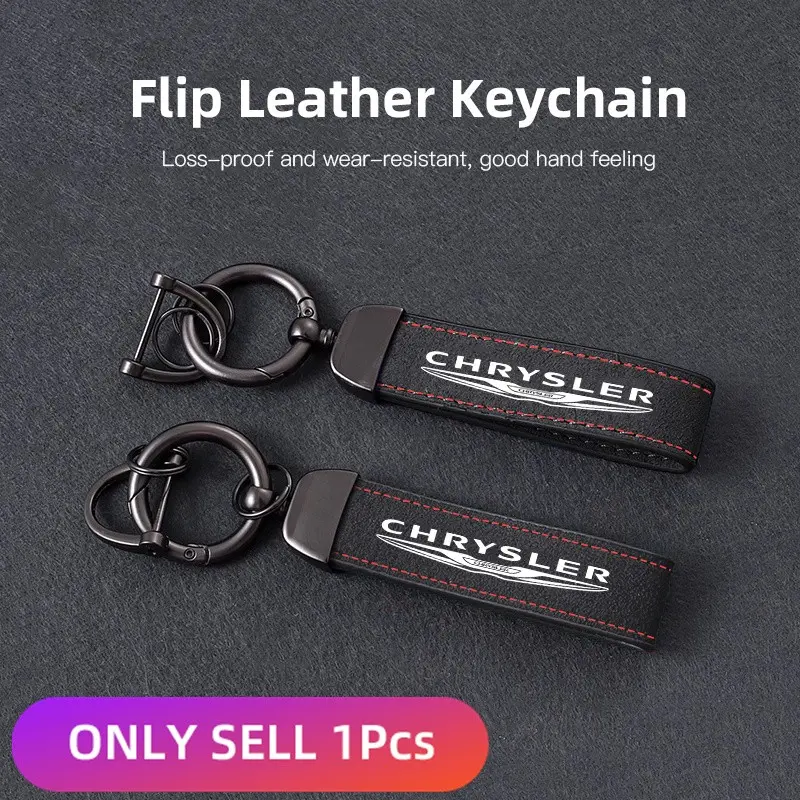 1Pcs Premium Vintage Suede Leather Car Keychain Durable Metal Car Key Ring For Chrysler 300c 200 Pacifica Phev Voyager Sebring Aspen PT Cruiser Airflow Crossfire Concorde Leather Key Holder