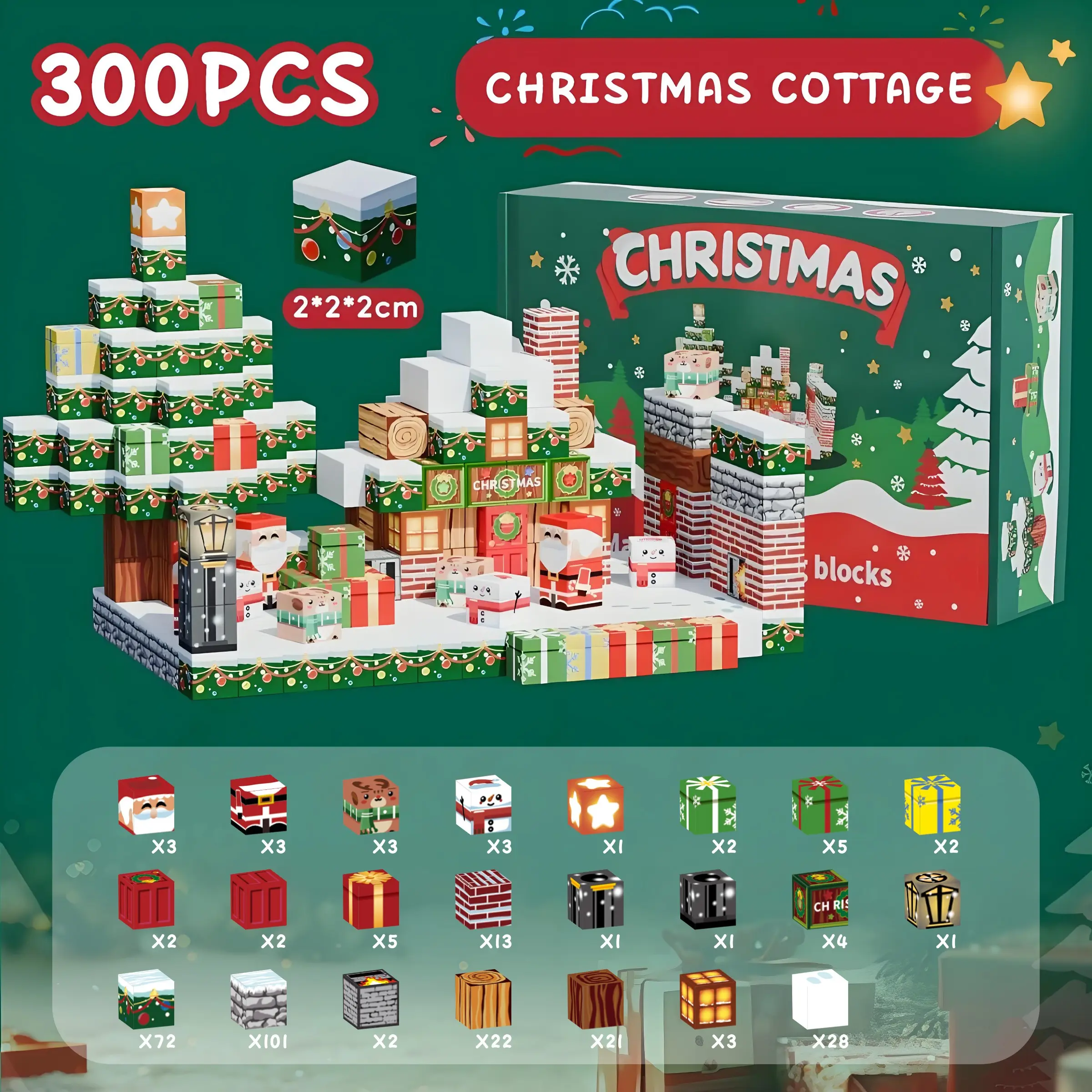 Magnetic Building Blocks Set, Mine Field Magnetic World Christmas House Kit, Unisex Construction Toy, Model Zh006, Bricks & Parts
