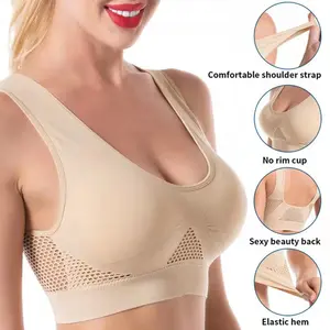 Plus-size mesh sports bra with perforated holes for breathability for women
