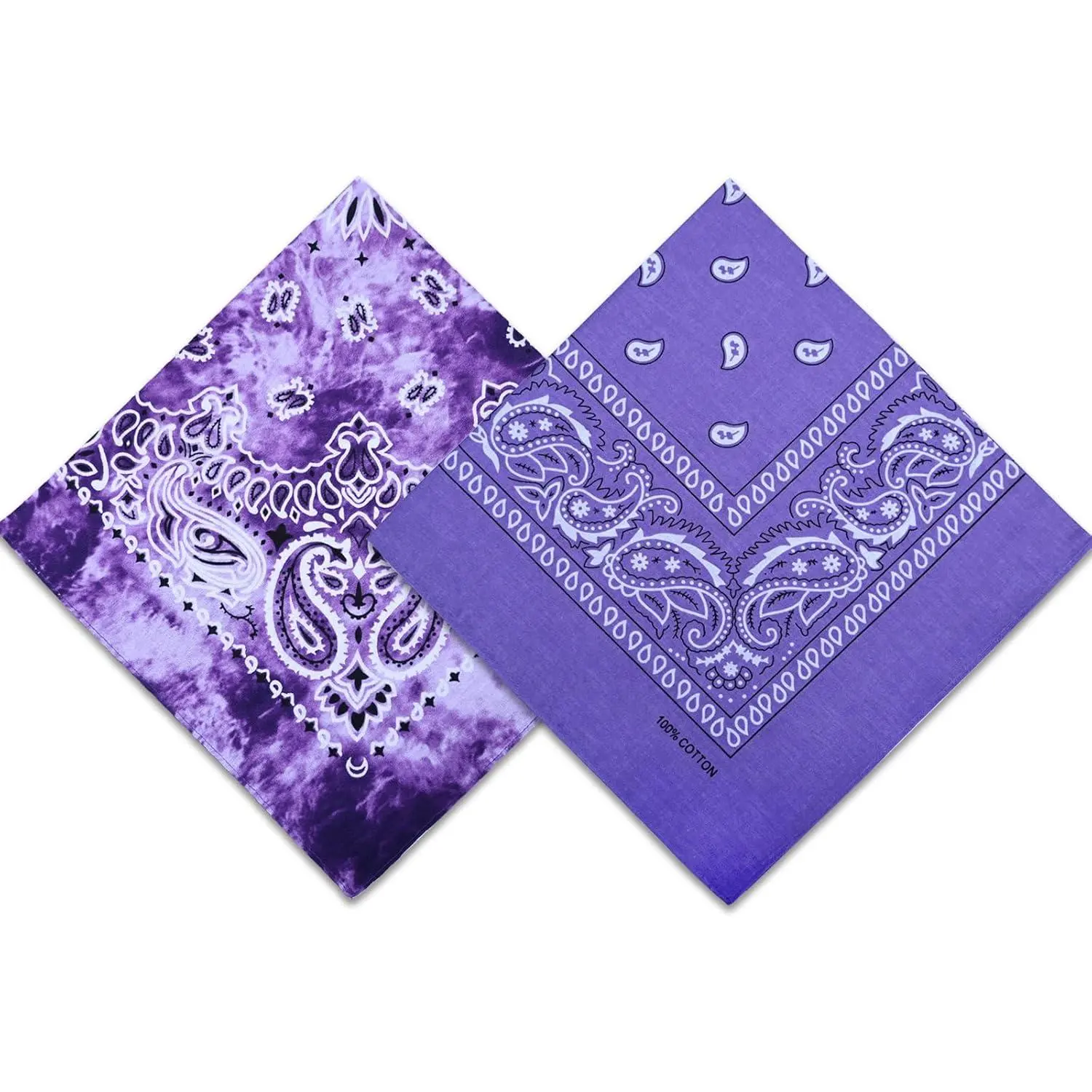 2 Pack Types of Paisley Pattern Bandanas, 22x22 Inches Cotton Bandanas Handkerchief Face Mask for Men & Women