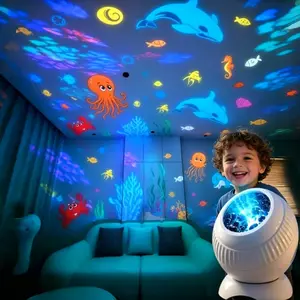 Rotatable Underwater World Projector Night Light, RGB Color Changing, LED Starry Sky, USB Powered, Bedroom Decor, Kid's Gift, Led Home Decor