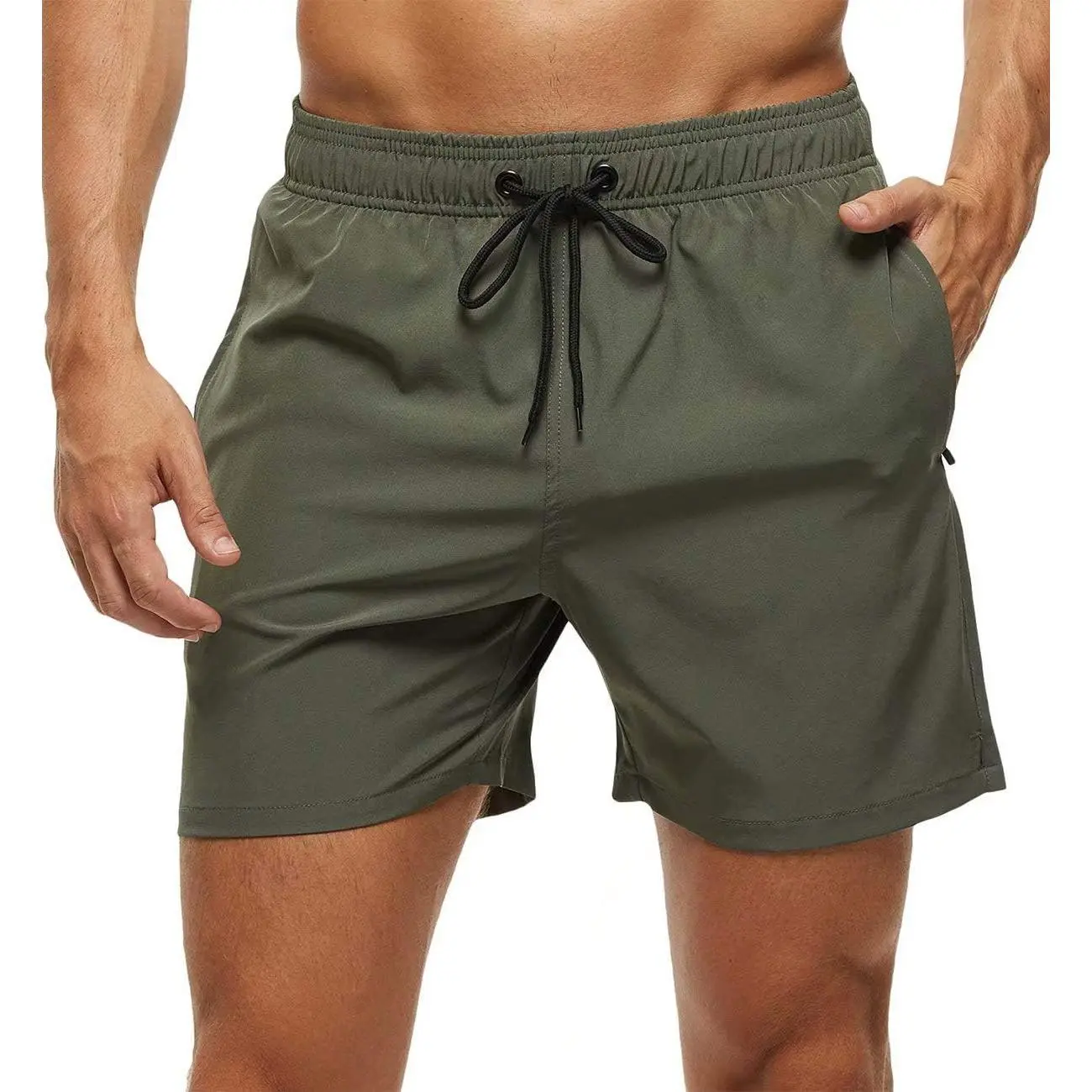 Men's Quick Dry Swim Trunks - Board Shorts, Beach Men's Shorts with 2 Zipper Pockets, Mesh Lining, Standard Fit, Regular Sizes, High Stretch