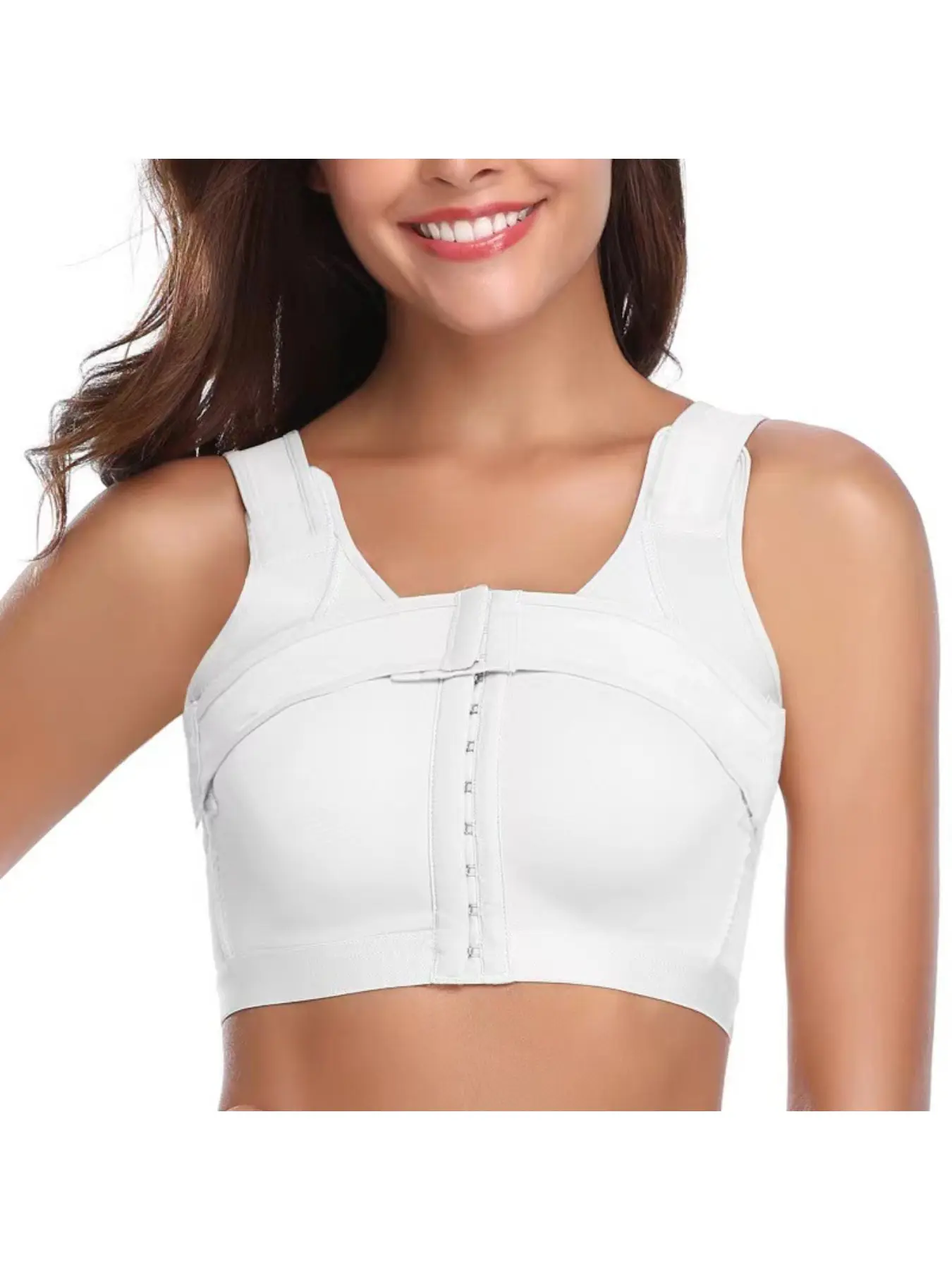 Slim Lance Front Closure Buckle Wireless Push Up Bra – Thin Light Cup, Double Layer Back Smoothing Shapewear Bra, Adjustable Stretch, S-6XL