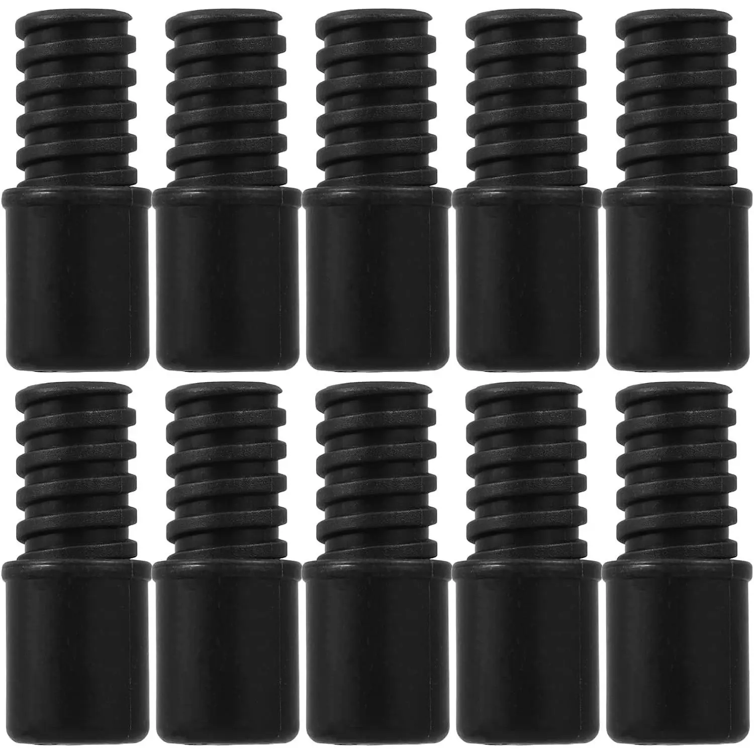 Uonlytech 10Pcs 22mm Black Plastic Mop Handle Threaded Tip Replacement Broom Pole Part Household Cleaning Tool Accessories for Home Mopping